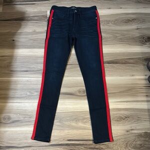 EXPRESS Women's Black Jeans with Red Stripe